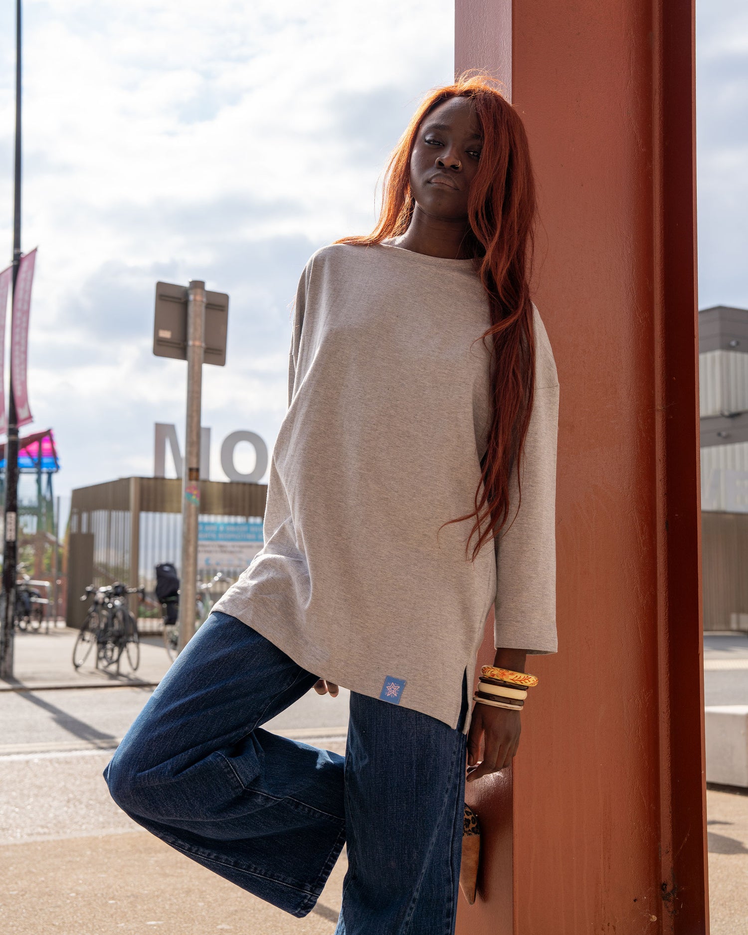 Mid length oversized top
